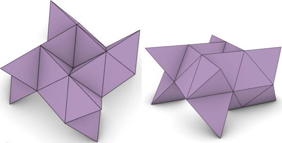 An interlocking block that can be assembled from regular octahedra and tetrahedra